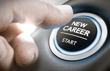 Ein Button mit der Aufschrift New Career