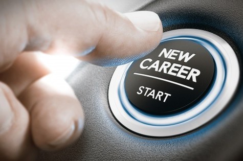 Ein Button mit der Aufschrift New Career